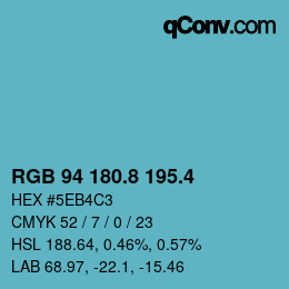 カラーコード: RGB 94 180.8 195.4 | qconv.com