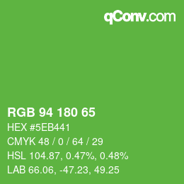 Code couleur: RGB 94 180 65 | qconv.com