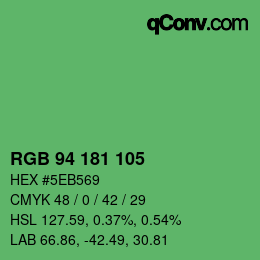 カラーコード: RGB 94 181 105 | qconv.com