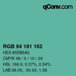 Color code: RGB 94 181 162 | qconv.com