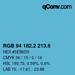 カラーコード: RGB 94 182.2 213.6 | qconv.com