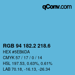 カラーコード: RGB 94 182.2 218.6 | qconv.com