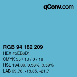 Color code: RGB 94 182 209 | qconv.com
