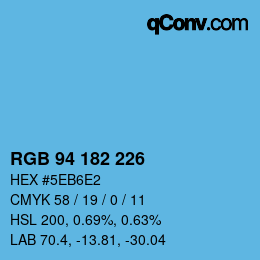 カラーコード: RGB 94 182 226 | qconv.com