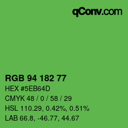 カラーコード: RGB 94 182 77 | qconv.com