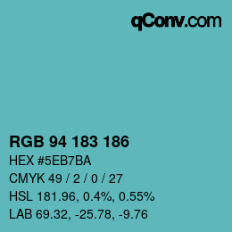 カラーコード: RGB 94 183 186 | qconv.com