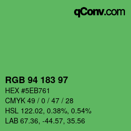 Color code: RGB 94 183 97 | qconv.com