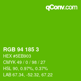 Color code: RGB 94 185 3 | qconv.com