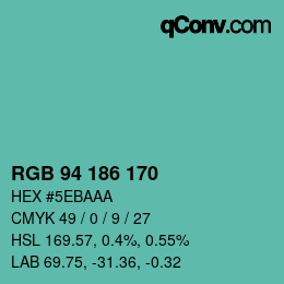 Color code: RGB 94 186 170 | qconv.com