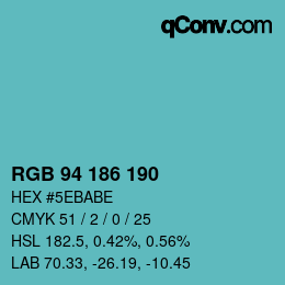 Color code: RGB 94 186 190 | qconv.com