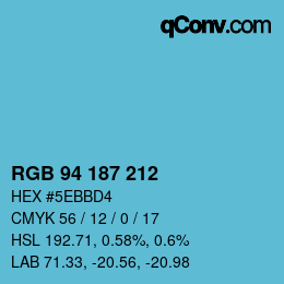 颜色代码: RGB 94 187 212 | qconv.com