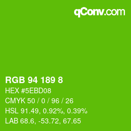 Color code: RGB 94 189 8 | qconv.com