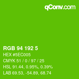 カラーコード: RGB 94 192 5 | qconv.com