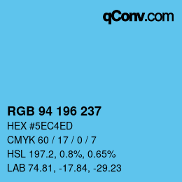 Color code: RGB 94 196 237 | qconv.com
