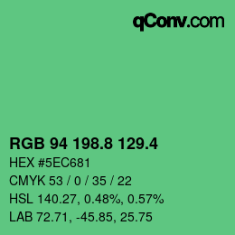 カラーコード: RGB 94 198.8 129.4 | qconv.com