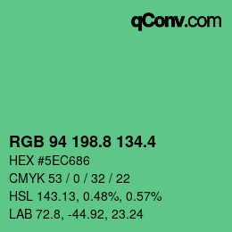 カラーコード: RGB 94 198.8 134.4 | qconv.com