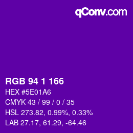 カラーコード: RGB 94 1 166 | qconv.com