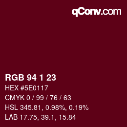 Color code: RGB 94 1 23 | qconv.com