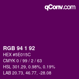 カラーコード: RGB 94 1 92 | qconv.com
