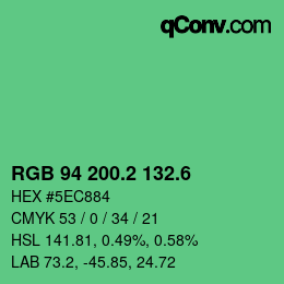 カラーコード: RGB 94 200.2 132.6 | qconv.com