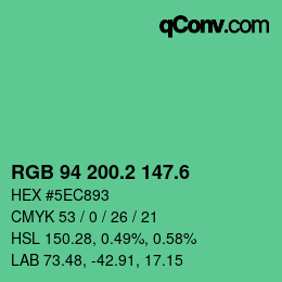 カラーコード: RGB 94 200.2 147.6 | qconv.com