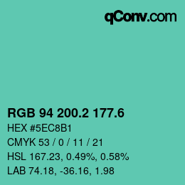 カラーコード: RGB 94 200.2 177.6 | qconv.com