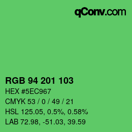 Color code: RGB 94 201 103 | qconv.com