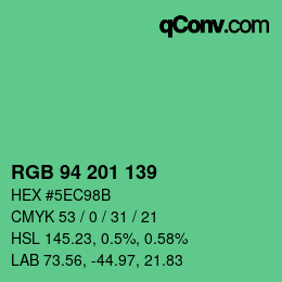 颜色代码: RGB 94 201 139 | qconv.com