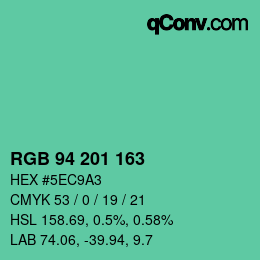 Color code: RGB 94 201 163 | qconv.com