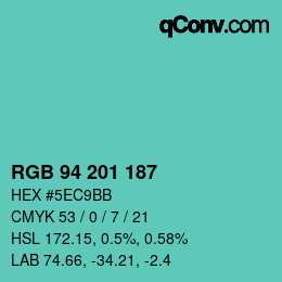 Color code: RGB 94 201 187 | qconv.com