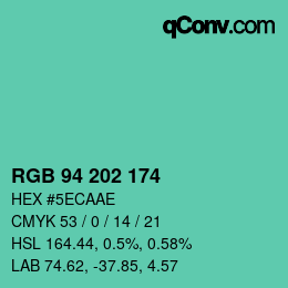 Color code: RGB 94 202 174 | qconv.com