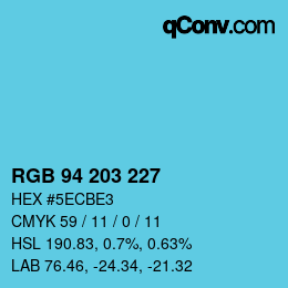 Color code: RGB 94 203 227 | qconv.com