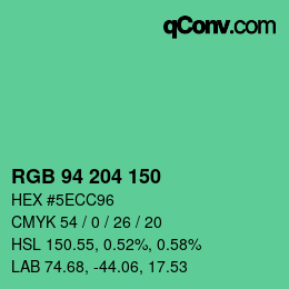 Color code: RGB 94 204 150 | qconv.com