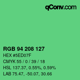 カラーコード: RGB 94 208 127 | qconv.com