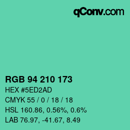 Color code: RGB 94 210 173 | qconv.com