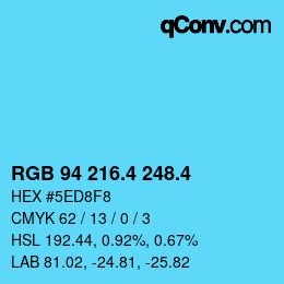 カラーコード: RGB 94 216.4 248.4 | qconv.com