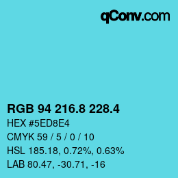 カラーコード: RGB 94 216.8 228.4 | qconv.com