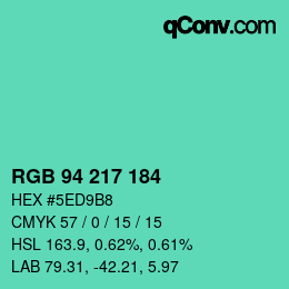 Code couleur: RGB 94 217 184 | qconv.com