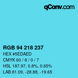 Color code: RGB 94 218 237 | qconv.com