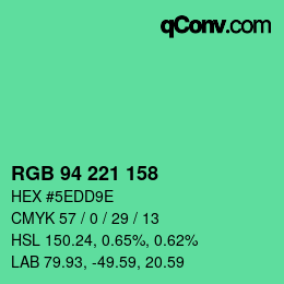 カラーコード: RGB 94 221 158 | qconv.com