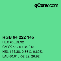 Color code: RGB 94 222 146 | qconv.com