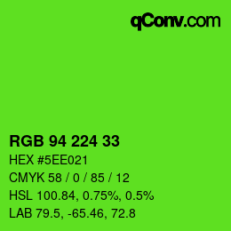 Farbcode: RGB 94 224 33 | qconv.com