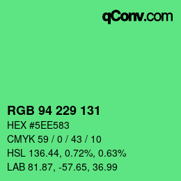 Color code: RGB 94 229 131 | qconv.com