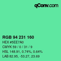 Color code: RGB 94 231 160 | qconv.com