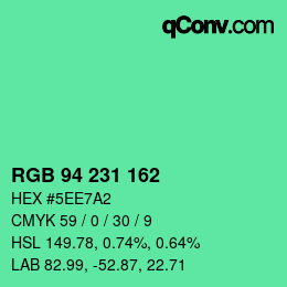Color code: RGB 94 231 162 | qconv.com