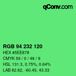 カラーコード: RGB 94 232 120 | qconv.com