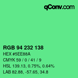 Color code: RGB 94 232 138 | qconv.com