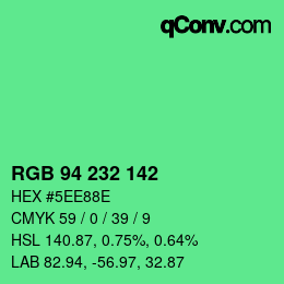 Color code: RGB 94 232 142 | qconv.com