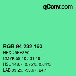 Color code: RGB 94 232 160 | qconv.com