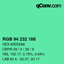 Color code: RGB 94 232 168 | qconv.com